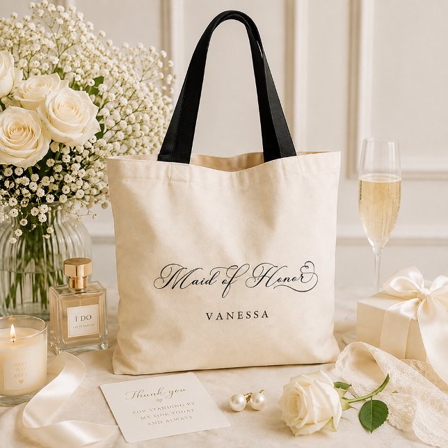 Personlig bröllopstaska för brudtjänsteflicka tygkasse (Wedding Party Tote Bag)