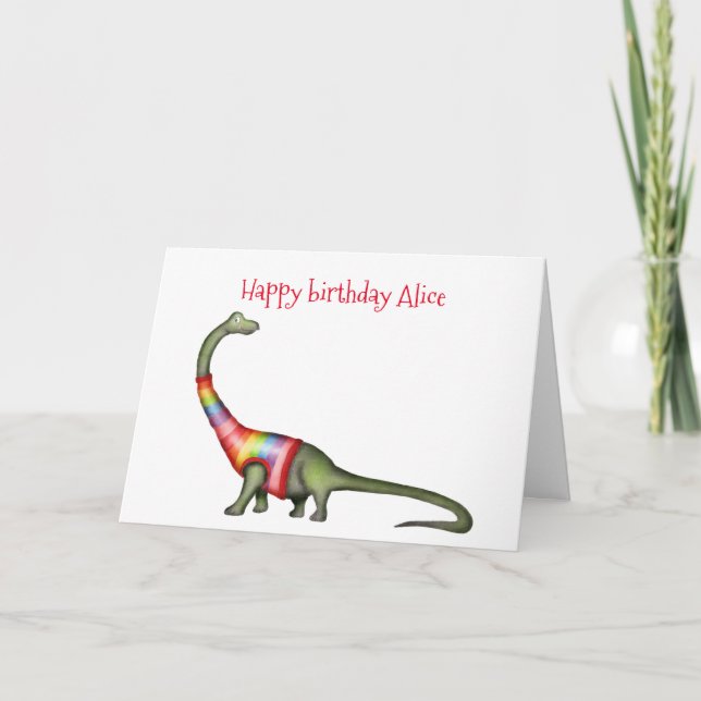 Personlig Brontosaurus födelsedagskort Kort (Framsida)