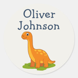 Personlig Brontosaurus Söt Dinosaurie Namn Barn Runt Klistermärke