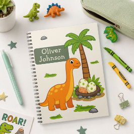 Personlig Brontosaurus Söt Dinosaurie Skola Anteckningsbok