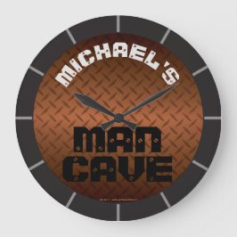 Personlig Bronze Diamondplate Man Cave Stor Klocka