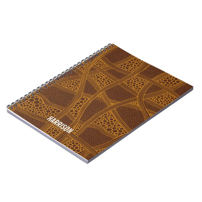 Personlig Brown &Beige Abstrakt Mönster Anteckningsbok (Vänstra Sidan)