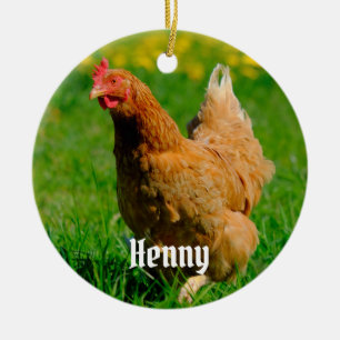 Personlig Brown Chicken på gräset Julgransprydnad Keramik