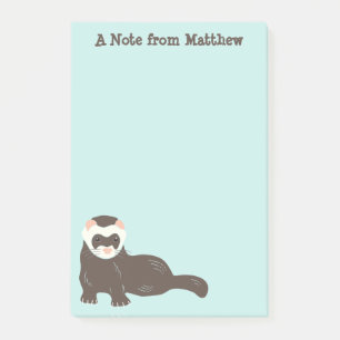 Personlig Brown Ferret Mint Grönt Post-it Block