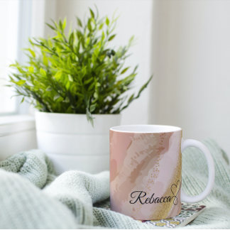 Personlig Brown & Guld Watercolor Coffee Kaffemugg