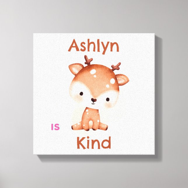 Personlig Brown Hjort Kids Affirmation Nursery Canvastryck (Framsida)