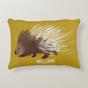 Personlig Brown och Mustard Porcupine Prydnadskudde