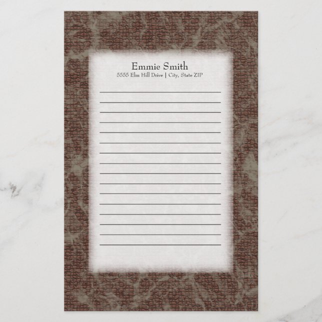 Personlig Brown och Tan Lining Stationery Brevpapper (Framsida)