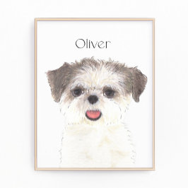 Personlig Brown och White Shih Tzu Art Fototryck