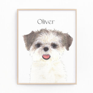 Personlig Brown och White Shih Tzu Art Fototryck