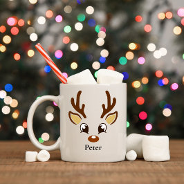 Personlig Brown Reindeer jul Mugg