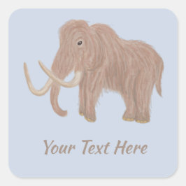 Personlig Brown Wooly Mammoth Illustration Fyrkantigt Klistermärke