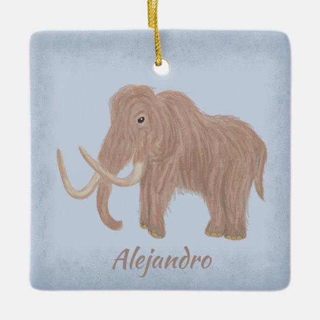 Personlig Brown Wooly Mammoth Illustration Julgransprydnad Keramik (Framsida)