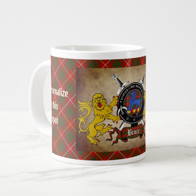 Personlig Bruce Klan Badge & Tartan Jumbo Mugg (Framsida vänster)