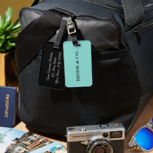 Personlig BRUD Teal Blå Bröllopsfest Bagagebricka