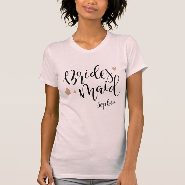 Personlig Brudens sida Bridesmaid-skjortor T Shirt (Framsida)