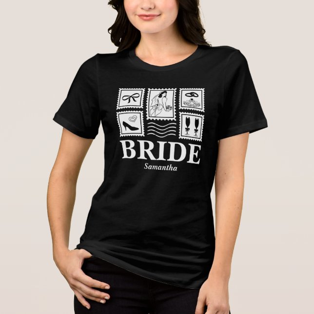 Personlig Brudstämpel Collage T Shirt (Framsida)
