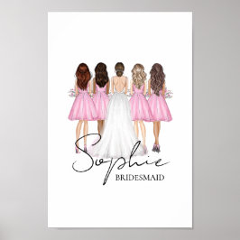 Personlig Brudtärna Anpassat Namn Väggkonst Gåva