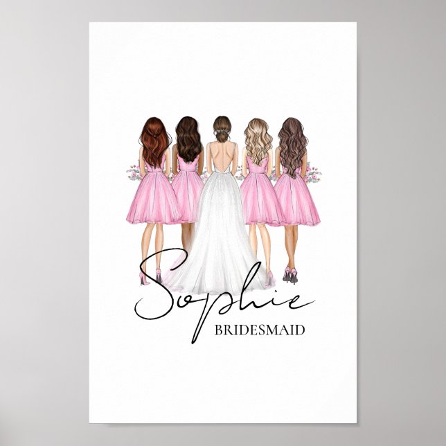 Personlig Brudtärna Anpassat Namn Väggkonst Gåva (Framsidan)