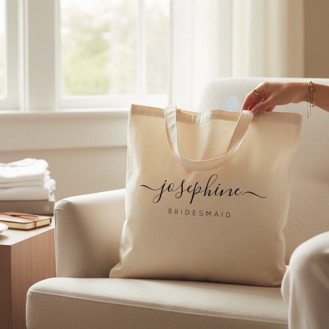 Personlig Brudtärna Förslag Namn Bröllop Tygkasse (Simple, modern bridesmaid personalized tote bag.)