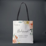 Personlig brudtärna Jardin De Fleurs Tygkasse<br><div class="desc">Vintageinspirerad vattenfärgsträckning av trädgårdsblommor och löv,  personlig toteväska för brölloppsfest.  Designad för att matcha vår Jardin De Fleurs-samling.</div>