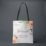 Personlig brudtärna Jardin De Fleurs Tygkasse<br><div class="desc">Vintageinspirerad vattenfärgsträckning av trädgårdsblommor och löv,  personlig toteväska för brölloppsfest.  Designad för att matcha vår Jardin De Fleurs-samling.</div>