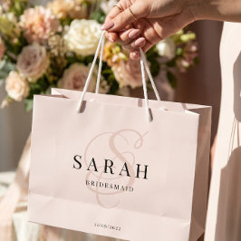Personlig brudtärna med rosa monogram