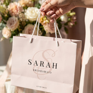 Personlig brudtärna med rosa monogram