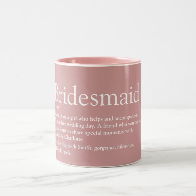 Personlig brudtärna present Rosa Två-Tonad Mugg (Center)