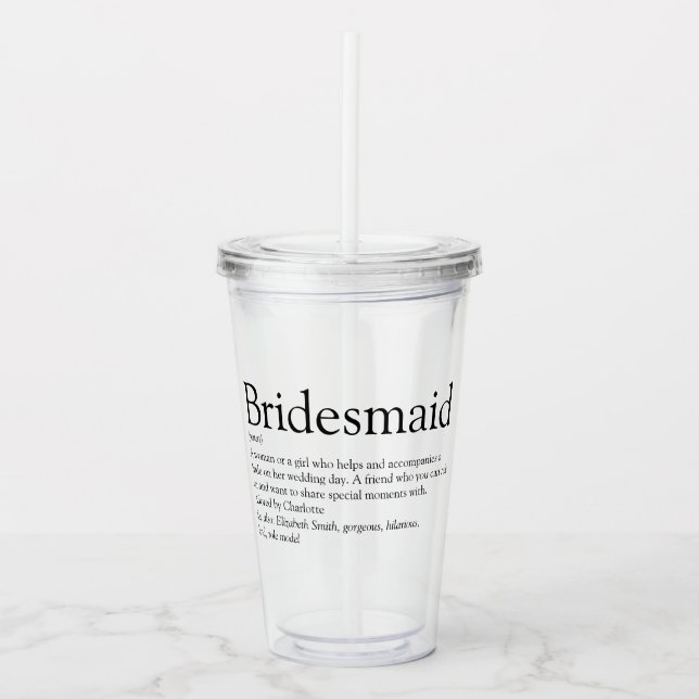 Personlig brudtärna present take away mugg (Framsida)