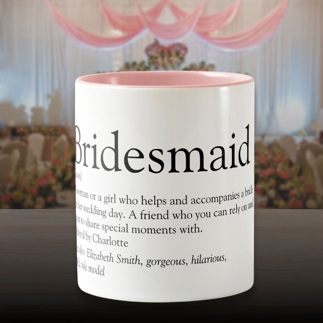 Personlig brudtärna present Två-Tonad mugg (Bridesmaid Personalized Definition Favor Two-Tone Coffee Mug)
