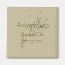 Personlig brudtärna shotglas i salviafärg magnet