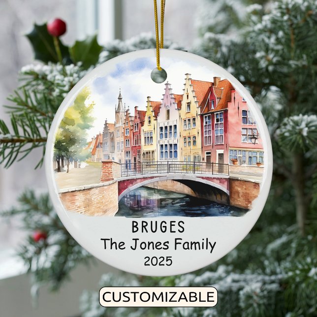 Personlig Bruges Ornament, Belgien Julgransprydnad Keramik (Skapare uppladdad)