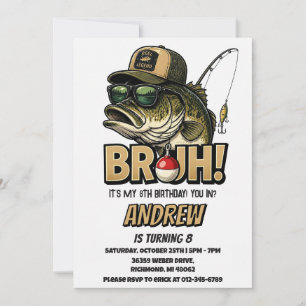 Personlig Bruh Fiske Födelsedagsfirande Inbjudningar