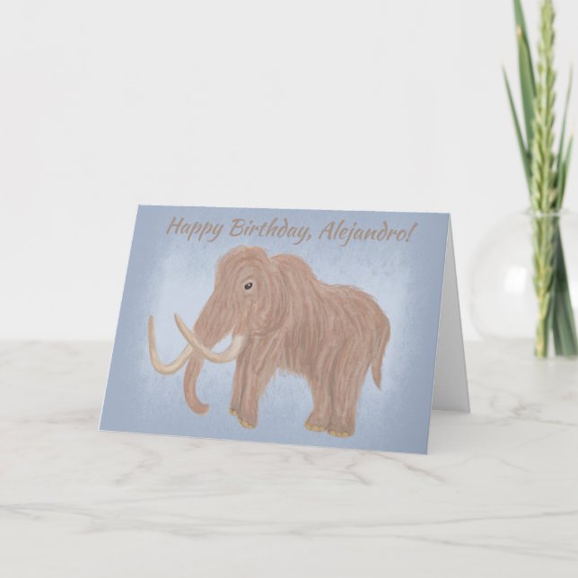 Personlig Brun gul mammoth-illustration Kort (Framsida)