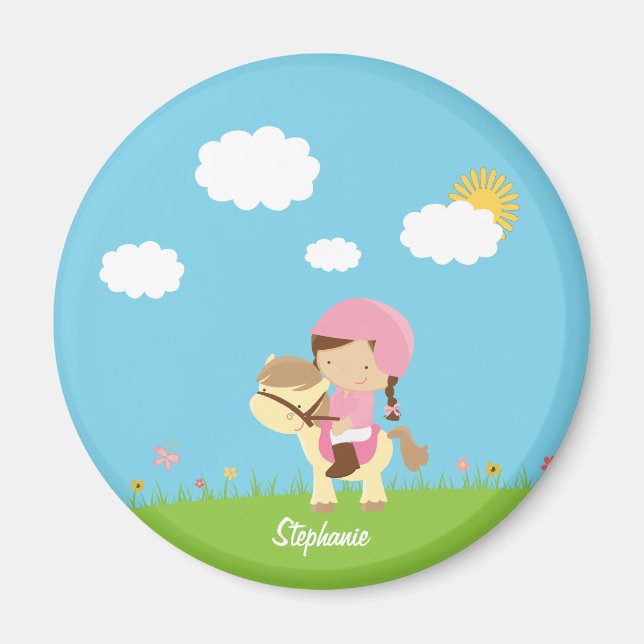 Personlig brun hårkors blommigt magnet (Framsidan)