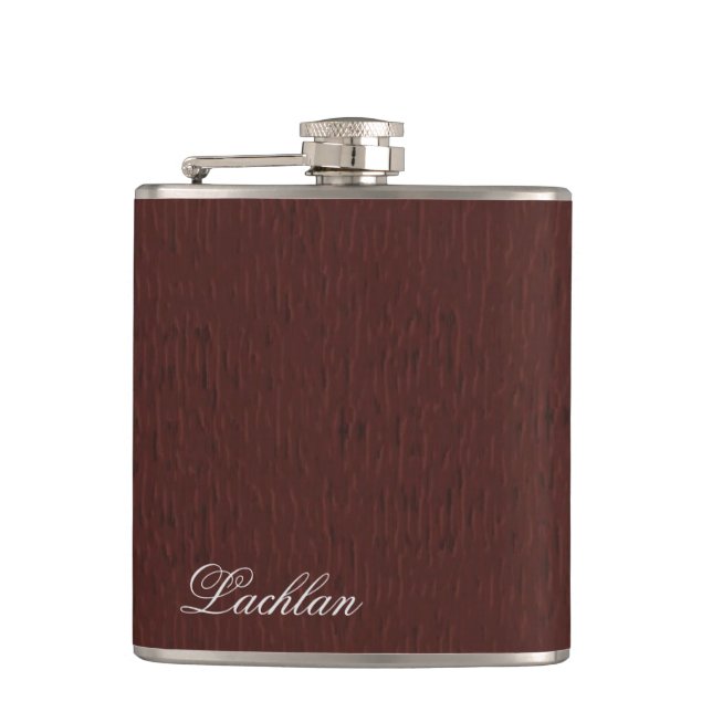 Personlig Brun läderfaux Struktur-kolv Fickplunta (Framsidan)