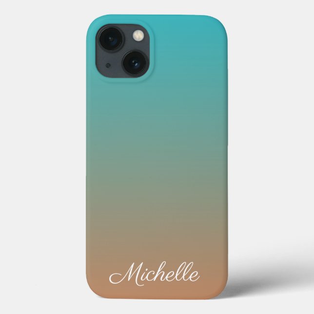 Personlig brun och blå ombre Case-Mate iPhone (Baksida)