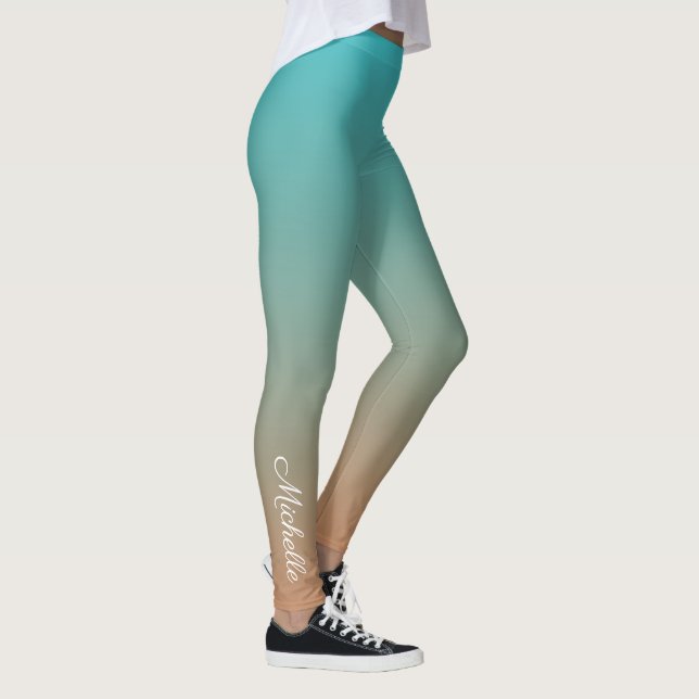 Personlig brun och blå ombre leggings (Höger)