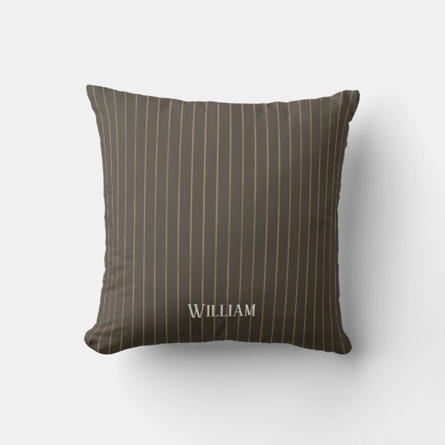 Personlig brun retro streck kudde (Framsida)