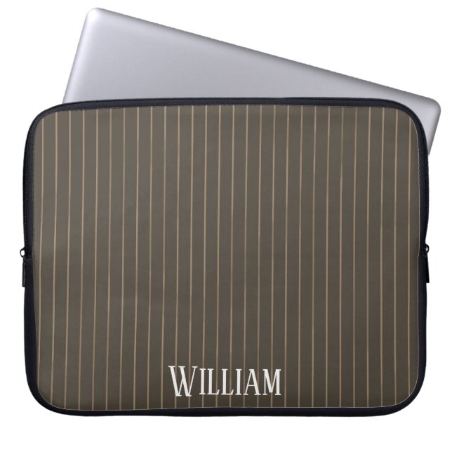 Personlig brun retro streck laptop fodral (Framsidan)