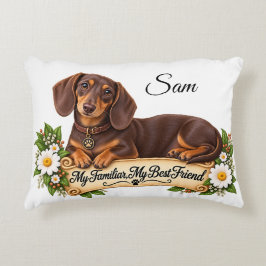 Personlig Brun Tan Dachshund Bästa Vän Prydnadskudde