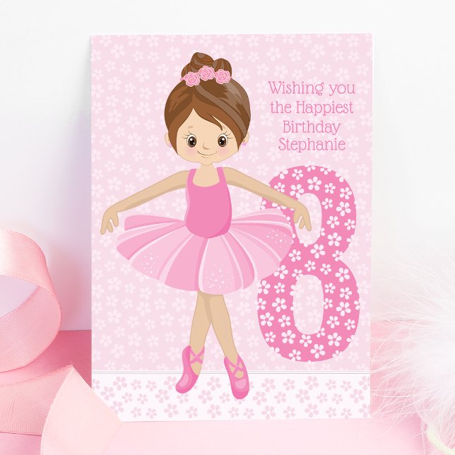 Personlig Brunette Ballerina Birthday Kort (Skapare uppladdad)