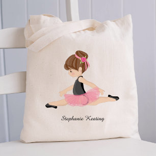 Personlig Brunette Ballerina i Rosa Tygkasse
