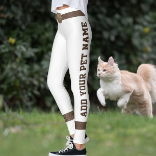 Personlig Brunt Bälteslås för Husdjursälskare Vitt Leggings
