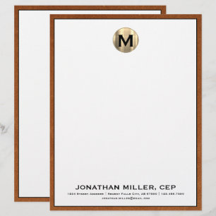 Personlig Brushed Guld Monogram Letterhead Brevhuvud