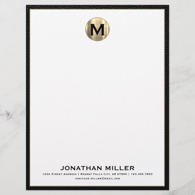 Personlig Brushed Guld Monogram Letterhead Brevhuvud (Framsida)