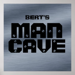 Personlig Brushed Steel Man Cave Poster
