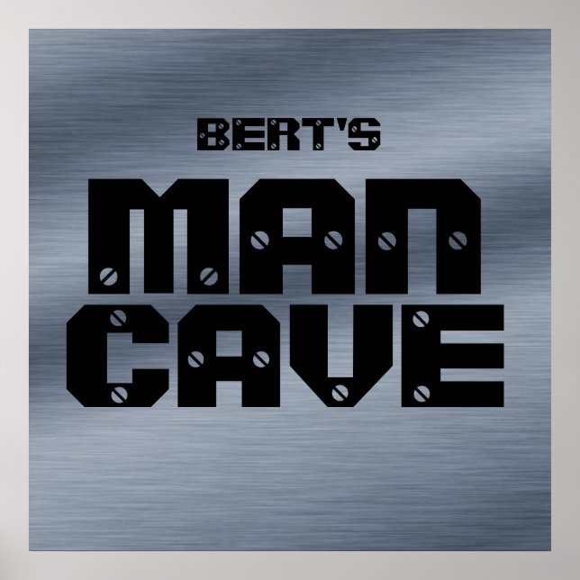 Personlig Brushed Steel Man Cave Poster (Framsidan)