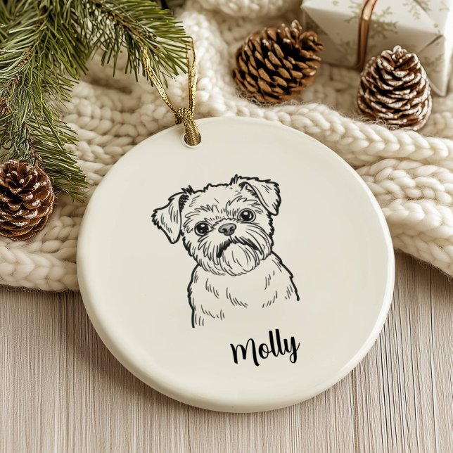 Personlig Brüssel Griffon Hund Jul Julgransprydnad Keramik (Skapare uppladdad)